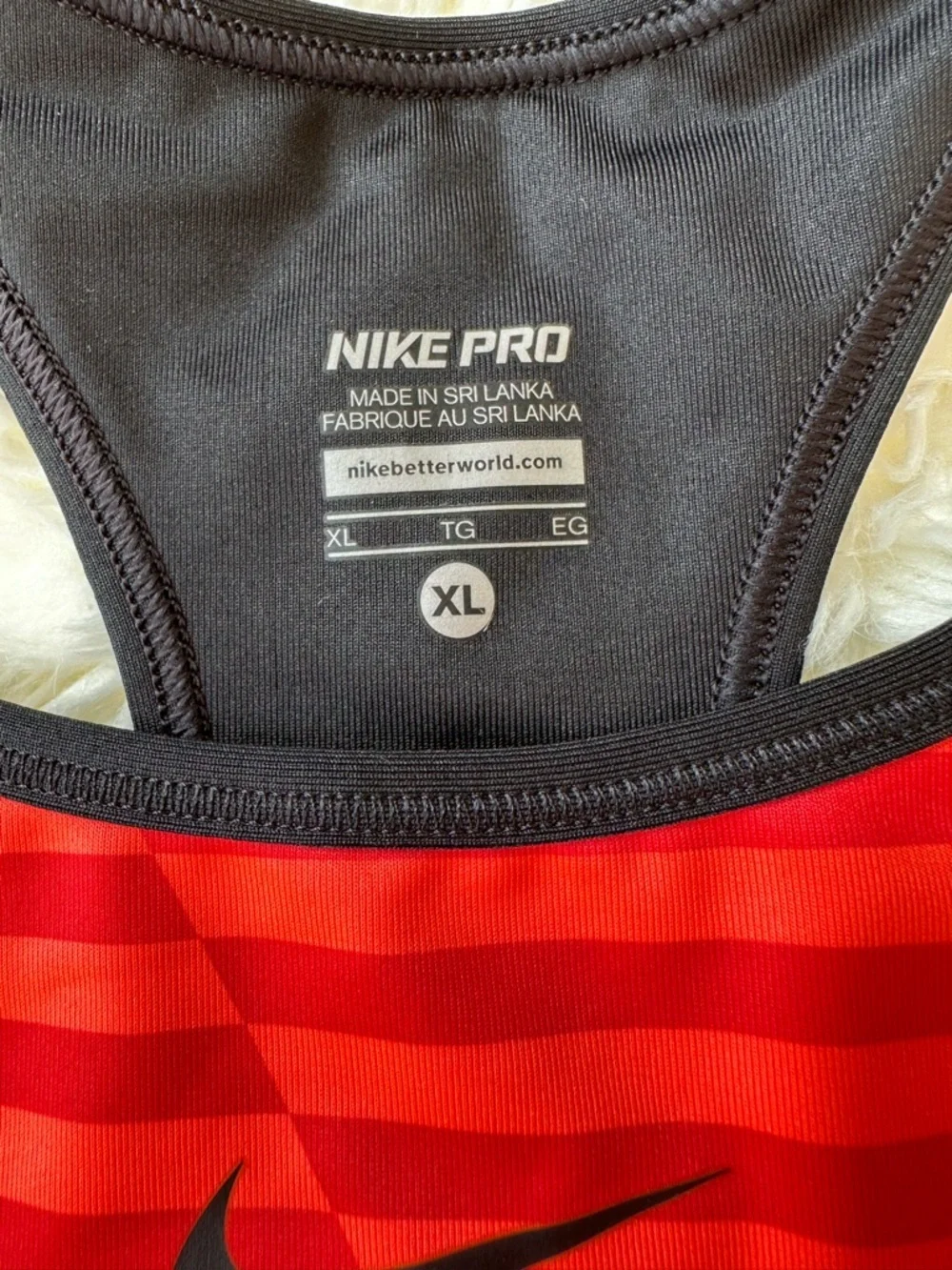 Nike Red orange and Black Striped Dri-FIT Racerback Sports Bra